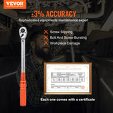 Fence & Gate Accessories: VEVOR Torque Wrench Adjustable Torque Wrench 1/2" Drive 10-150ft.lb/14-204n.m