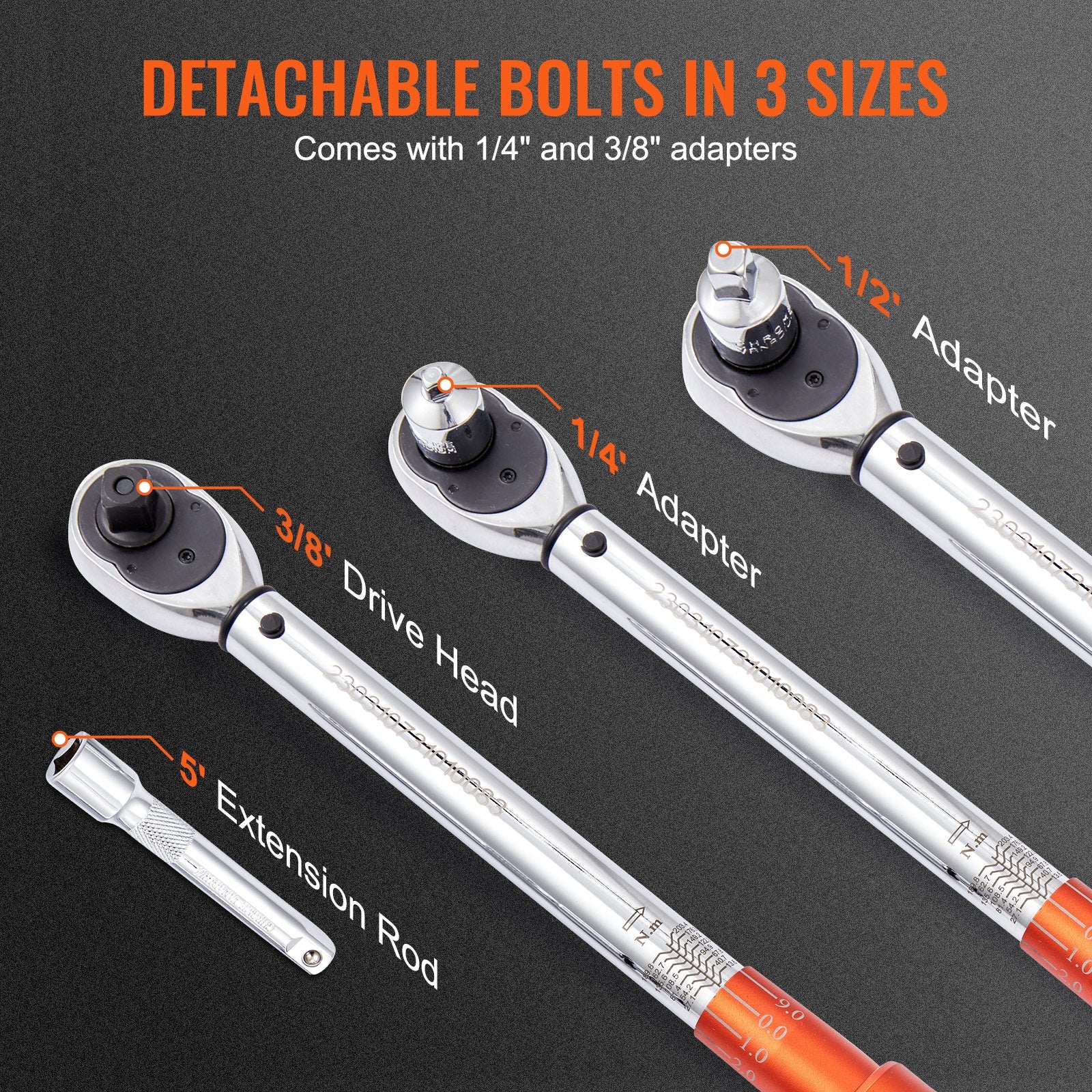 Fence & Gate Accessories: VEVOR Torque Wrench Adjustable Torque Wrench 1/2" Drive 10-150ft.lb/14-204n.m