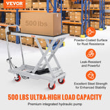 Mobility & Accessibility: VEVOR Hydraulic Lift Table Cart, 500lbs Capacity 28.5" Lifting Height, Manual Single Scissor Lift Table with 4 Wheels and Non-slip Pad, Hydraulic Scissor Cart for Material Handling, Gray