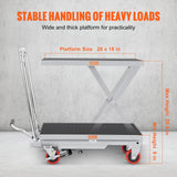 Mobility & Accessibility: VEVOR Hydraulic Lift Table Cart, 500lbs Capacity 28.5" Lifting Height, Manual Single Scissor Lift Table with 4 Wheels and Non-slip Pad, Hydraulic Scissor Cart for Material Handling, Gray