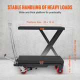 Mobility & Accessibility: VEVOR Hydraulic Lift Table Cart, 330lbs Capacity 28.5" Lifting Height, Manual Single Scissor Lift Table with 4 Wheels and Non-slip Pad, Hydraulic Scissor Cart for Material Handling, Black