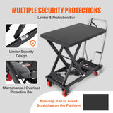 Mobility & Accessibility: VEVOR Hydraulic Lift Table Cart, 330lbs Capacity 28.5" Lifting Height, Manual Single Scissor Lift Table with 4 Wheels and Non-slip Pad, Hydraulic Scissor Cart for Material Handling, Black