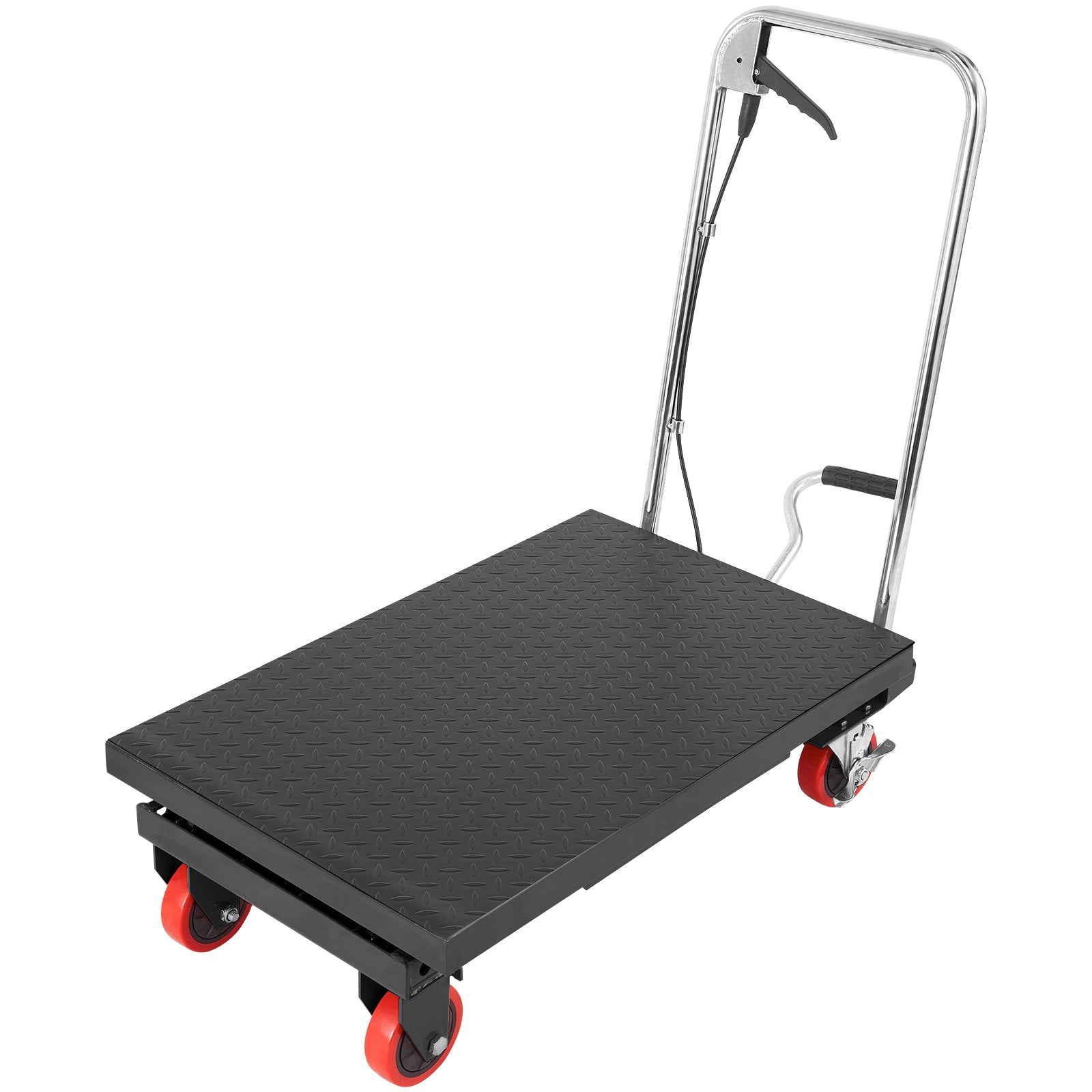 Hydraulic Lift Table Cart, 330lbs Capacity 28.5" Lifting Height, Manual Single Scissor Lift Table with 4 Wheels and Non-slip Pad, Hydraulic Scissor Cart for Material Handling, Black
