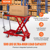 Mobility & Accessibility: VEVOR Hydraulic Lift Table Cart, 330lbs Capacity 28.5" Lifting Height, Manual Single Scissor Lift Table with 4 Wheels and Non-slip Pad, Hydraulic Scissor Cart for Material Handling, Red