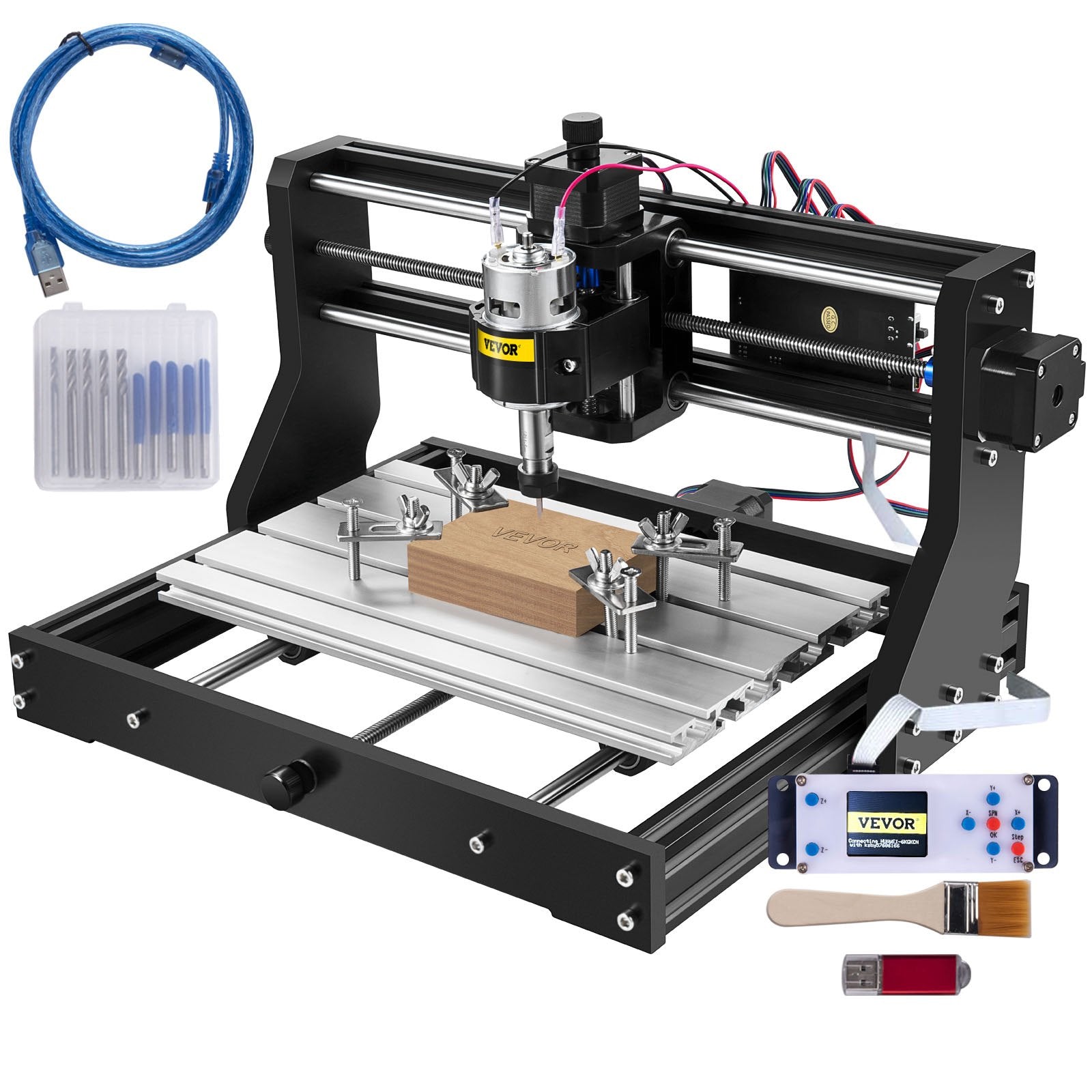 Hand Tools: VEVOR CNC 3018 Pro CNC 3018 300×180×45 mm CNC Machine GRBL Control Mini Engraver with Offline Controller 3 Axis Engraving Machine for Carving Milling Plastic, Acrylic, PVC and Wood
