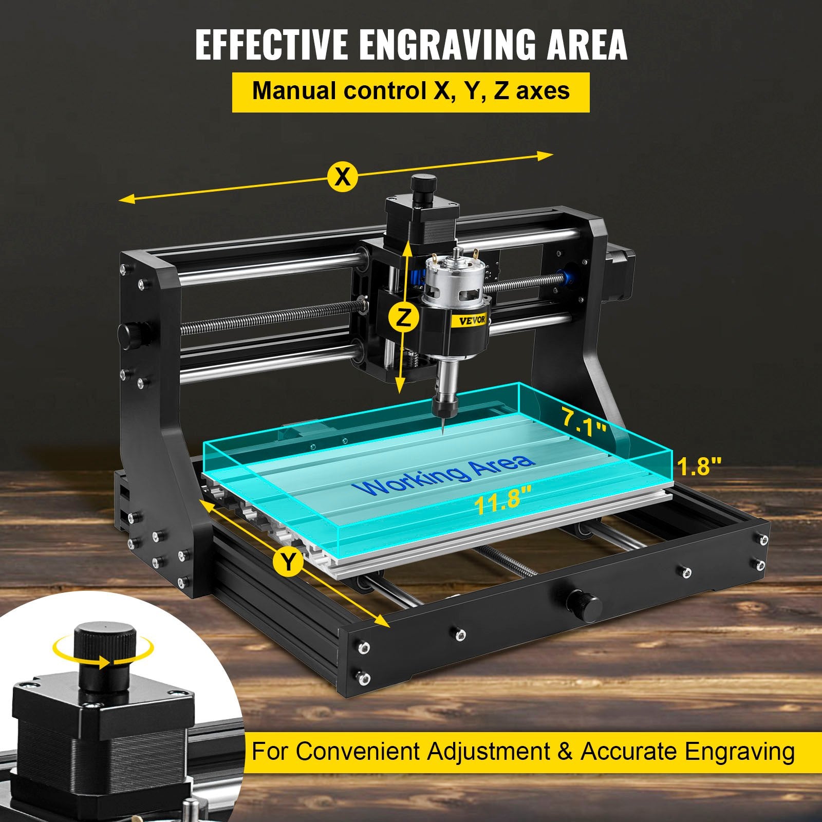 Hand Tools: VEVOR CNC 3018 Pro CNC 3018 300×180×45 mm CNC Machine GRBL Control Mini Engraver with Offline Controller 3 Axis Engraving Machine for Carving Milling Plastic, Acrylic, PVC and Wood