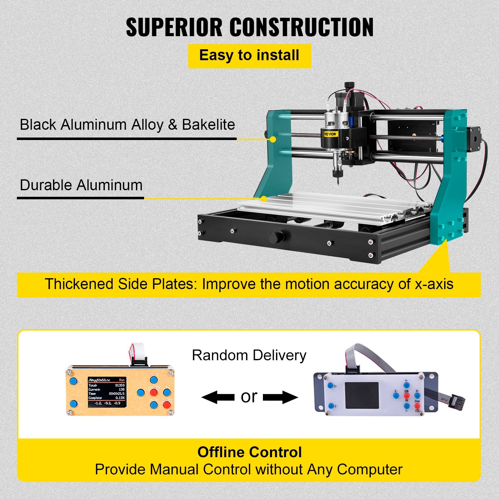 Hand Tools: VEVOR CNC 3018 Pro CNC 3018 300×180×45 mm CNC Machine GRBL Control Mini Engraver with Offline Controller 3 Axis Engraving Machine for Carving Milling Plastic, Acrylic, PVC and Wood