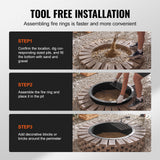 Pool Covers & Accessories: VEVOR Fire Pit Ring, Fire Pit Insert with Barbecue Fire Ring, 40-In Outer/36-In Inner Diameter, 8.5in Height, Carbon Steel Liner DIY Campfire Ring above/In-Ground, for Outdoor Camping, Bonfires