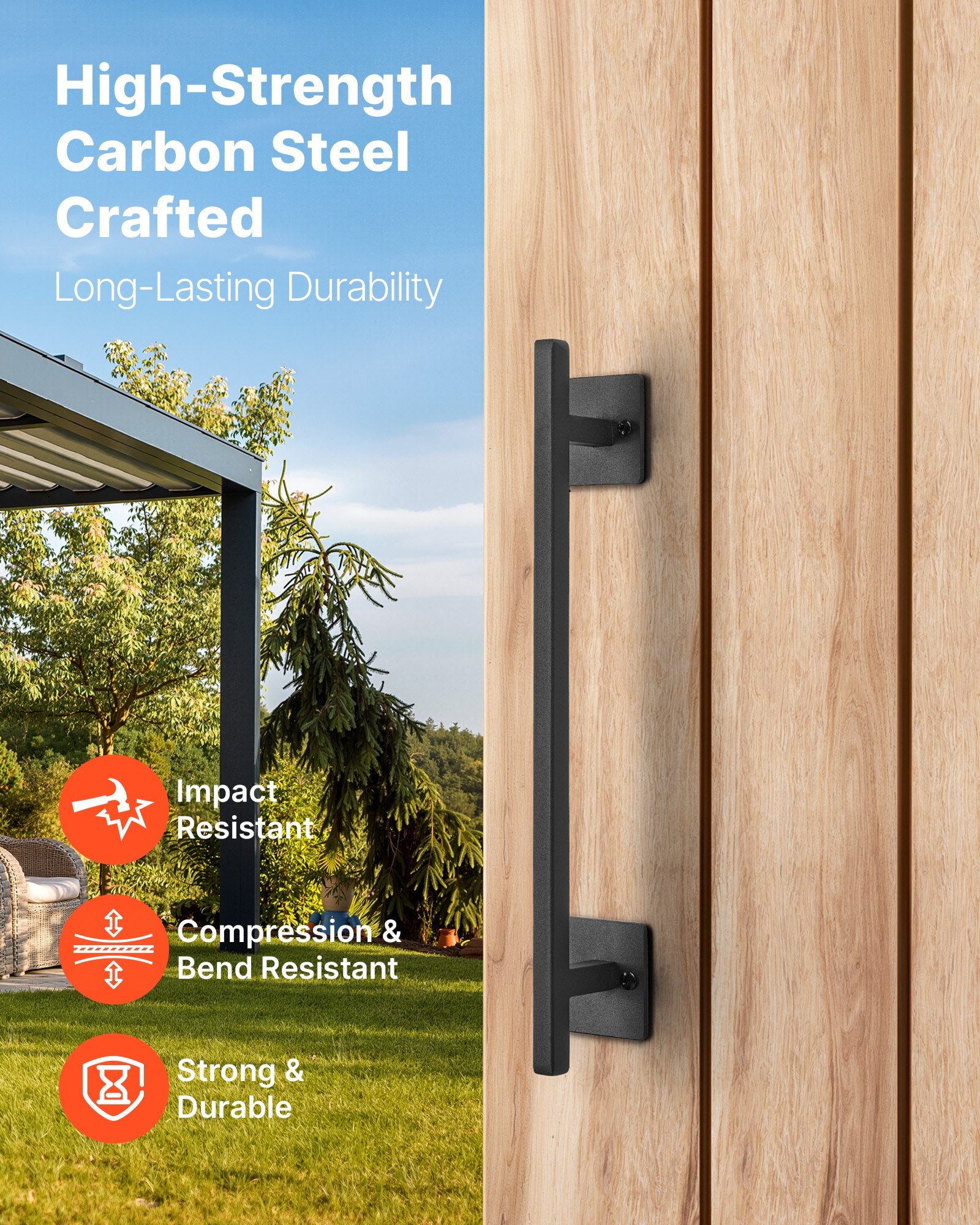 Fence & Gate Accessories: VEVOR Barn Door Handle, 320 mm Rustic Fence Gate Handle, Rust-Resistant Coating, Heavy Duty Carbon Steel Outdoor Gate Handles, Easy to Install, Metal Sliding Door Pulls for Garage Shed Closet Pantry