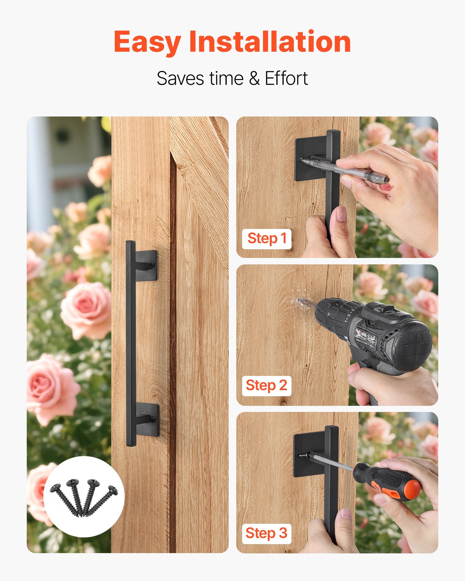 Fence & Gate Accessories: VEVOR Barn Door Handle, 320 mm Rustic Fence Gate Handle, Rust-Resistant Coating, Heavy Duty Carbon Steel Outdoor Gate Handles, Easy to Install, Metal Sliding Door Pulls for Garage Shed Closet Pantry