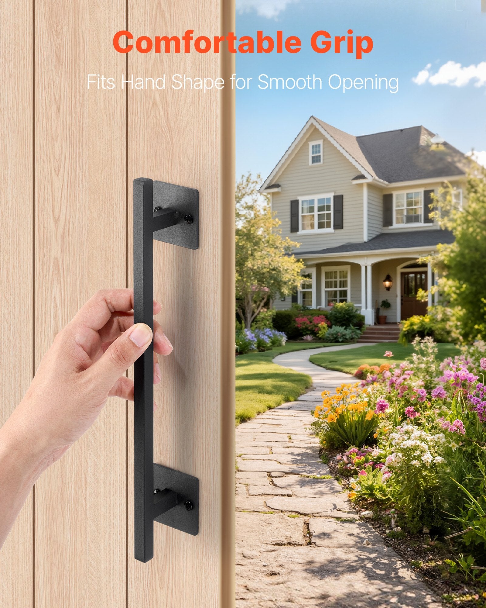 Fence & Gate Accessories: VEVOR Barn Door Handle, 320 mm Rustic Fence Gate Handle, Rust-Resistant Coating, Heavy Duty Carbon Steel Outdoor Gate Handles, Easy to Install, Metal Sliding Door Pulls for Garage Shed Closet Pantry