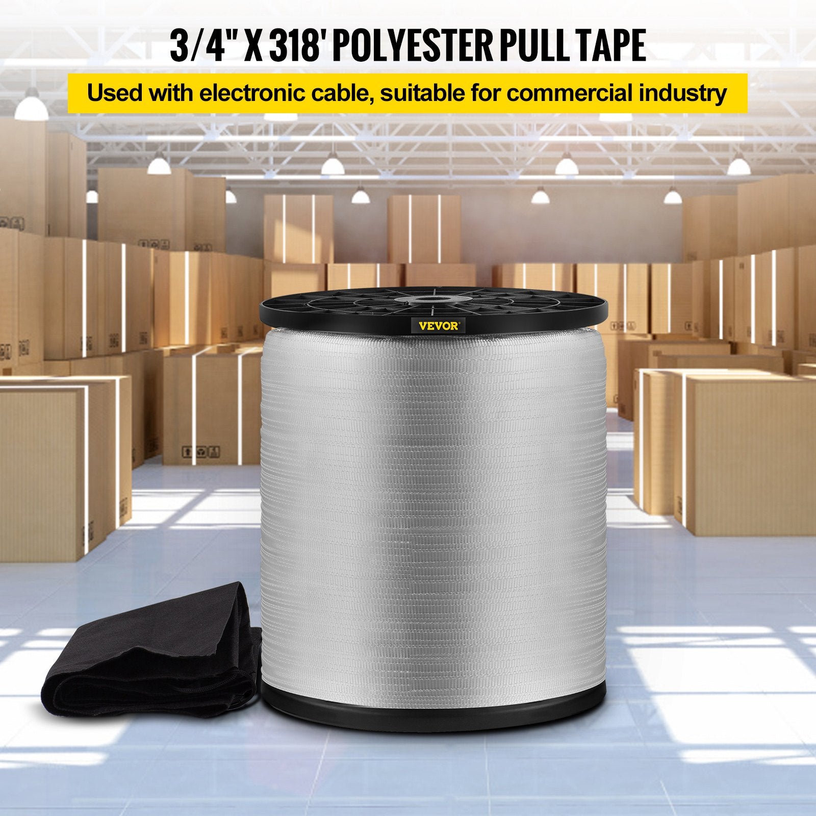 Automotive Repair & Speciality Tools: VEVOR 6000Lbs Polyester Pull Tape, 528\' x 1"" Flat Tape for Wire & Cable Conduit Work Variable Functions, Flat Rope for Pulling/Loading/Packing in Any Weather CONDITON