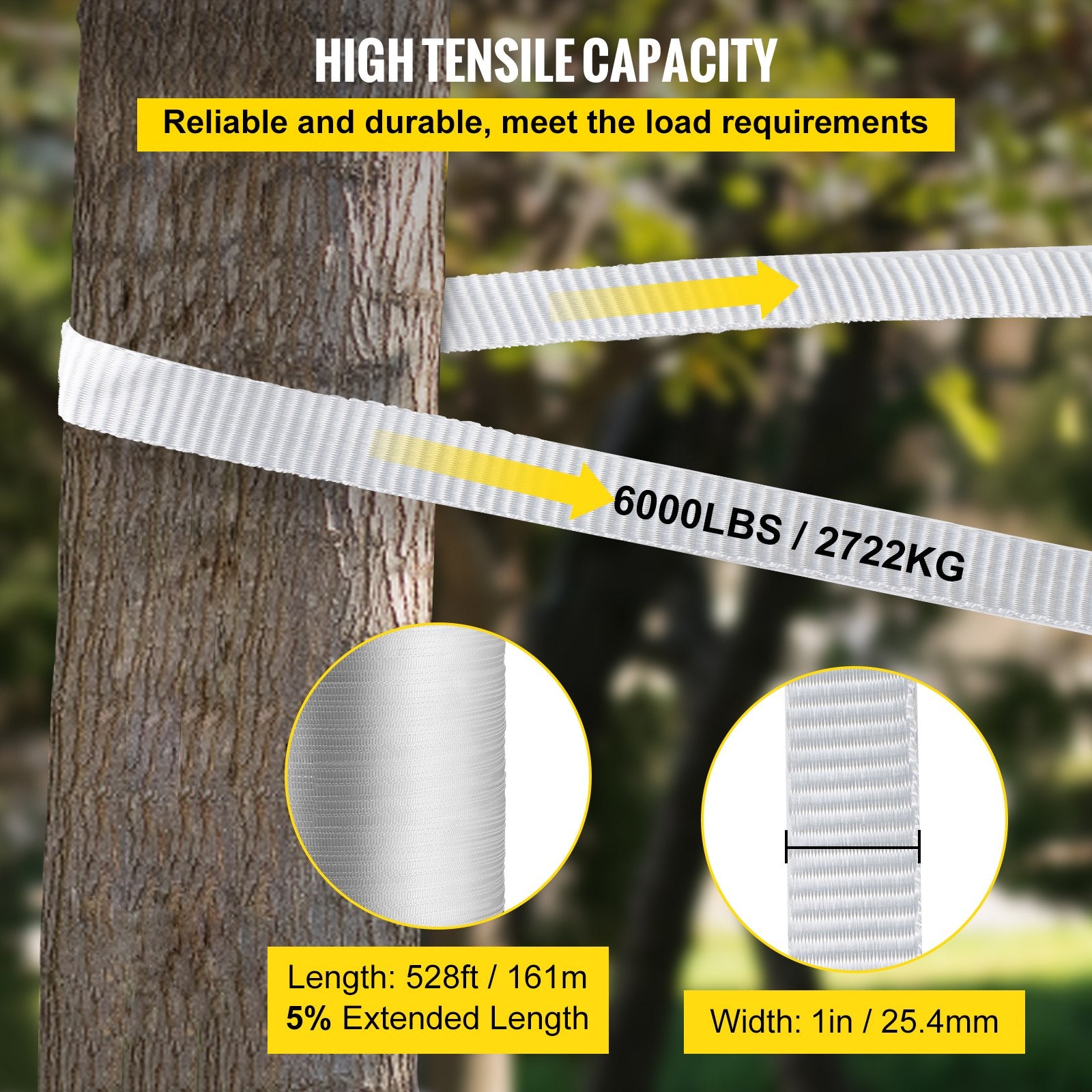 Automotive Repair & Speciality Tools: VEVOR 6000Lbs Polyester Pull Tape, 528\' x 1"" Flat Tape for Wire & Cable Conduit Work Variable Functions, Flat Rope for Pulling/Loading/Packing in Any Weather CONDITON