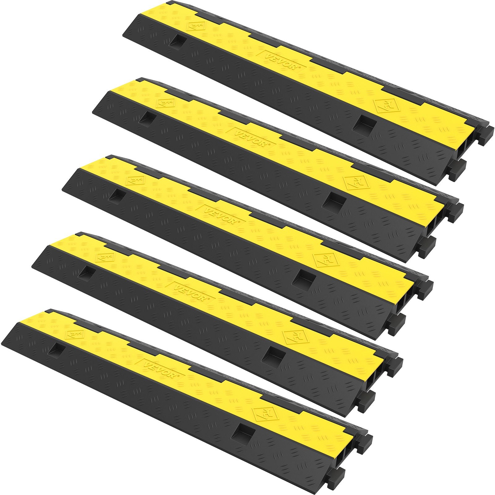 Automotive Repair & Speciality Tools: VEVOR Cable Protector Ramp, 5 Packs 2 Channels Speed Bump Hump, Rubber Modular Speed Bump Rated 11000 LBS Load Capacity, Protective Wire Cord Ramp Driveway Rubber Traffic Speed Bumps Cable Protector