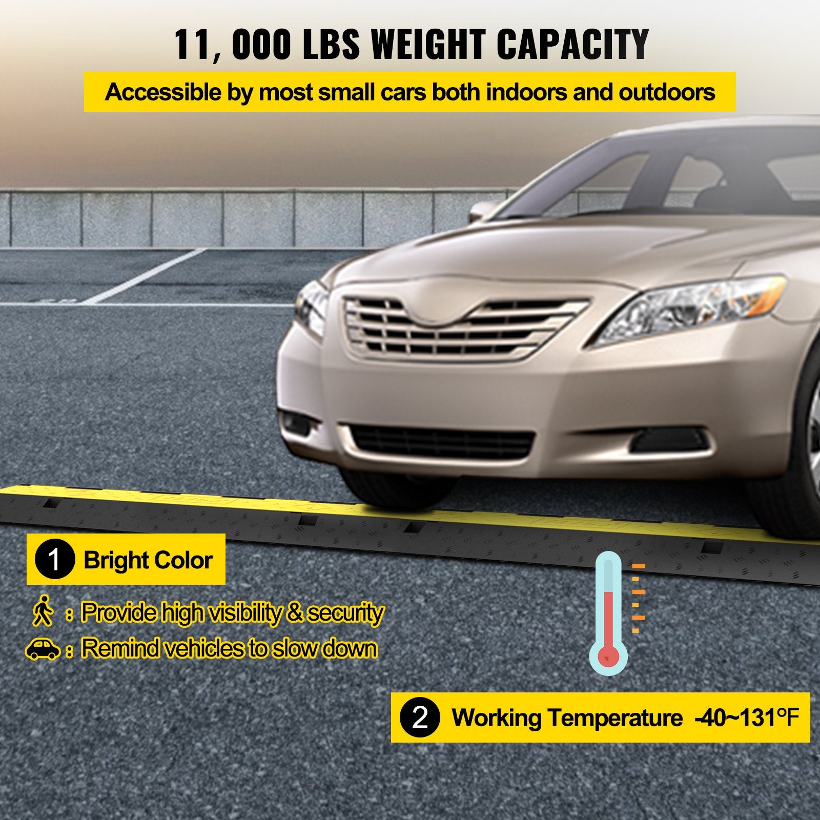 Automotive Repair & Speciality Tools: VEVOR Cable Protector Ramp, 5 Packs 2 Channels Speed Bump Hump, Rubber Modular Speed Bump Rated 11000 LBS Load Capacity, Protective Wire Cord Ramp Driveway Rubber Traffic Speed Bumps Cable Protector