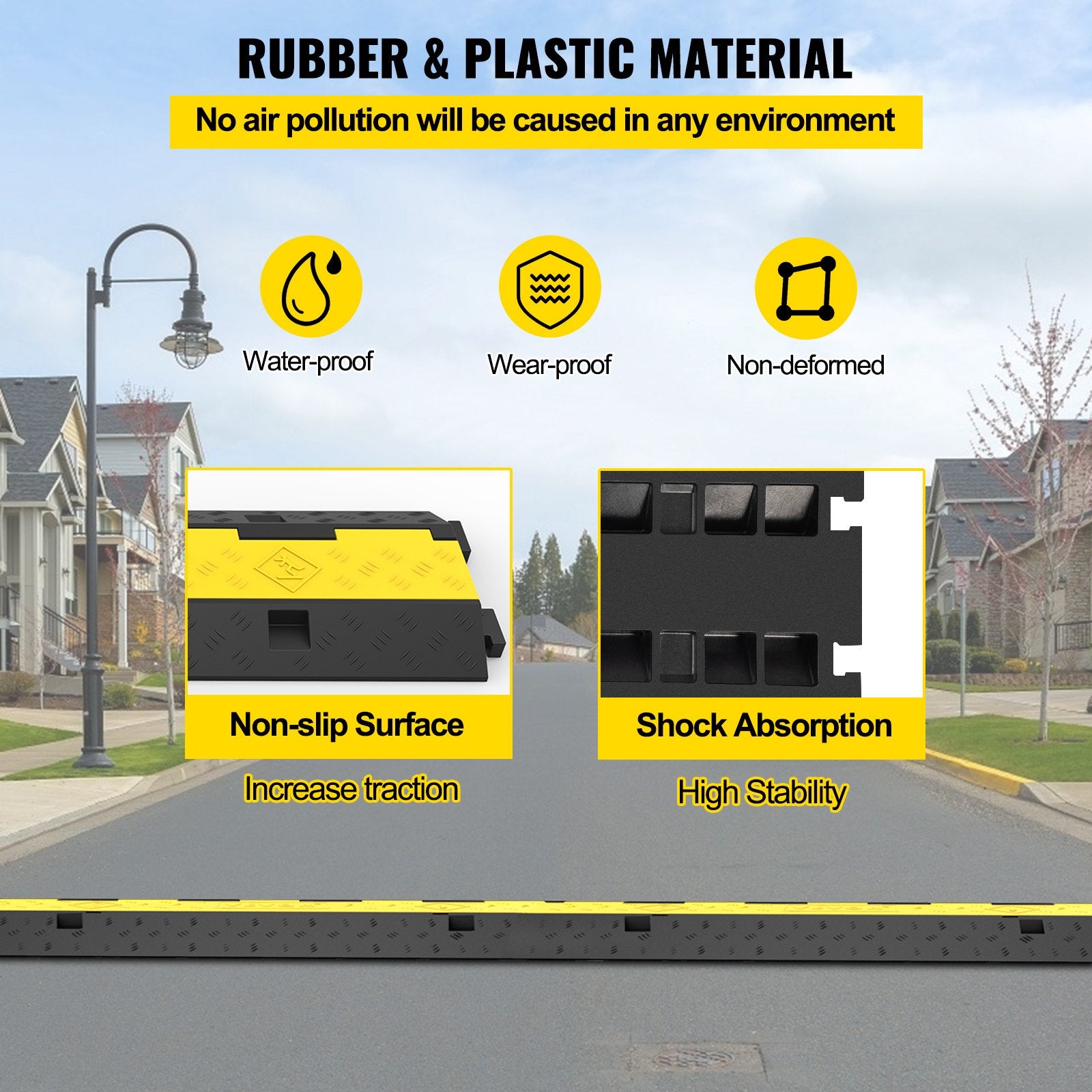 Automotive Repair & Speciality Tools: VEVOR Cable Protector Ramp, 5 Packs 2 Channels Speed Bump Hump, Rubber Modular Speed Bump Rated 11000 LBS Load Capacity, Protective Wire Cord Ramp Driveway Rubber Traffic Speed Bumps Cable Protector