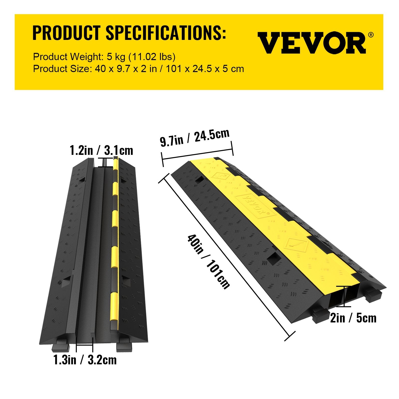 Automotive Repair & Speciality Tools: VEVOR Cable Protector Ramp, 5 Packs 2 Channels Speed Bump Hump, Rubber Modular Speed Bump Rated 11000 LBS Load Capacity, Protective Wire Cord Ramp Driveway Rubber Traffic Speed Bumps Cable Protector