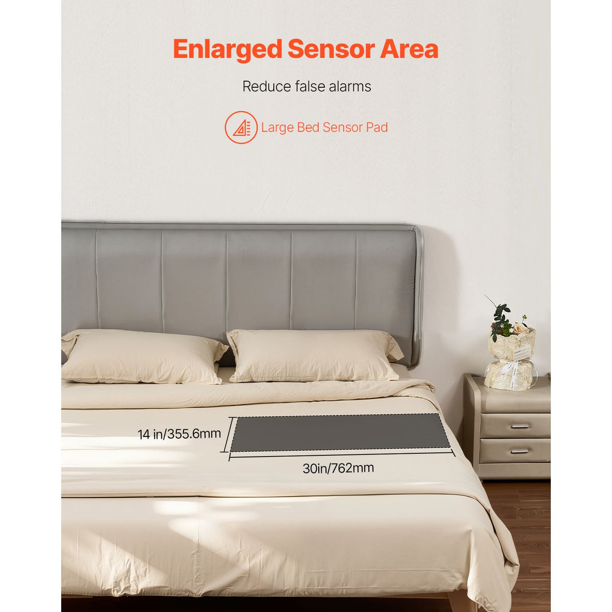 Bed Alarm System for Elderly Adults, 14 x 30-inch Wireless Bed Sensor Pad with Pager, Safety Bed Alarms and Fall Prevention Pad for Home, Hospital, Rehabilitation Center