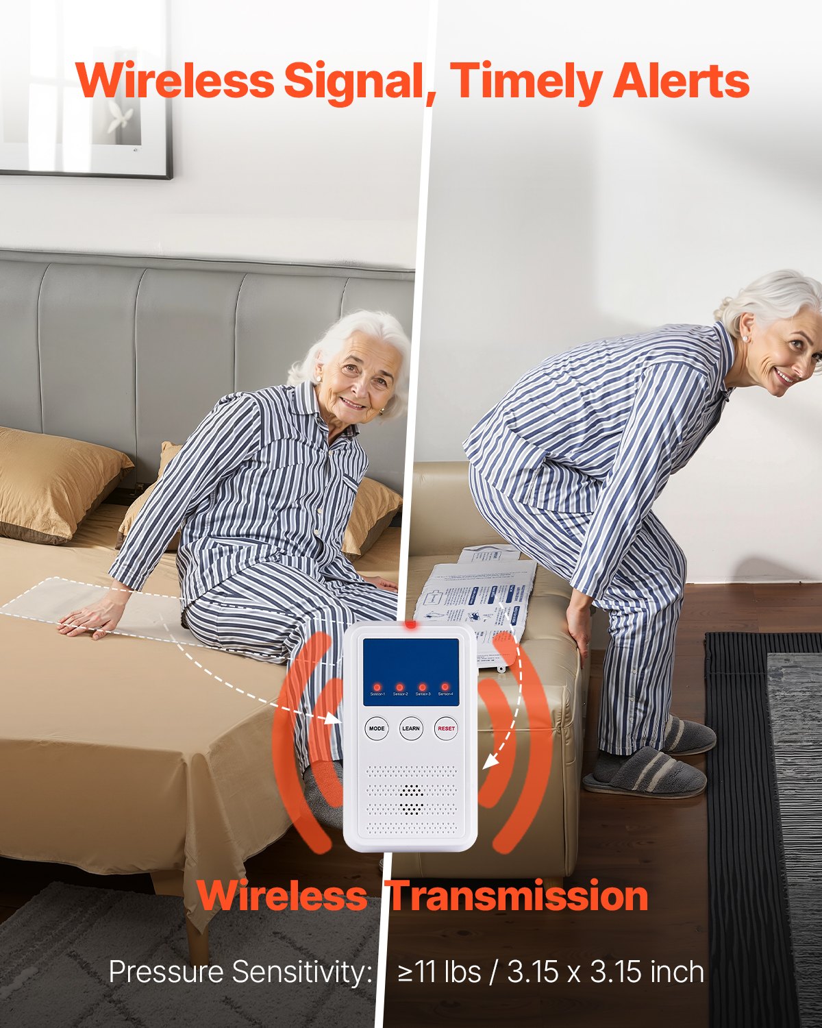 Automotive Repair & Speciality Tools: VEVOR Early Alert Bed Alarm System Wireless Bed and Chair Sensor Pad with Pager