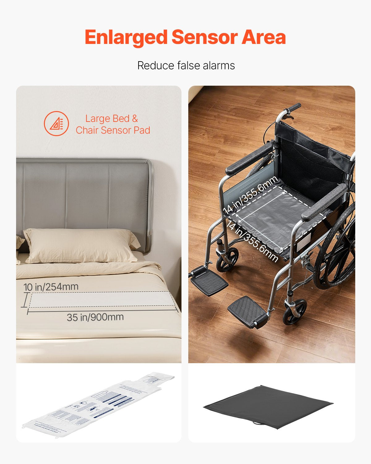 Automotive Repair & Speciality Tools: VEVOR Early Alert Bed Alarm System Wireless Bed and Chair Sensor Pad with Pager