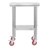 Kid's Tables, Chairs & Seats: VEVOR Stainless Steel Table, 61 x 45 cm Food Prep Worktable with Wheels, Kitchen Prep Table with Adjustable Undershelf Workstations for Commercial Kitchen, Restaurant, Hotel and Garage, Outdoor