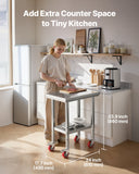 Kid's Tables, Chairs & Seats: VEVOR Stainless Steel Table, 61 x 45 cm Food Prep Worktable with Wheels, Kitchen Prep Table with Adjustable Undershelf Workstations for Commercial Kitchen, Restaurant, Hotel and Garage, Outdoor
