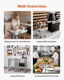 Kid's Tables, Chairs & Seats: VEVOR Stainless Steel Table, 61 x 45 cm Food Prep Worktable with Wheels, Kitchen Prep Table with Adjustable Undershelf Workstations for Commercial Kitchen, Restaurant, Hotel and Garage, Outdoor