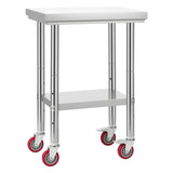 Kid's Tables, Chairs & Seats: VEVOR Stainless Steel Table, 61 x 45 cm Food Prep Worktable with Wheels, Kitchen Prep Table with Adjustable Undershelf Workstations for Commercial Kitchen, Restaurant, Hotel and Garage, Outdoor
