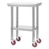 Kid's Tables, Chairs & Seats: VEVOR Stainless Steel Table, 61 x 45 cm Food Prep Worktable with Wheels, Kitchen Prep Table with Adjustable Undershelf Workstations for Commercial Kitchen, Restaurant, Hotel and Garage, Outdoor