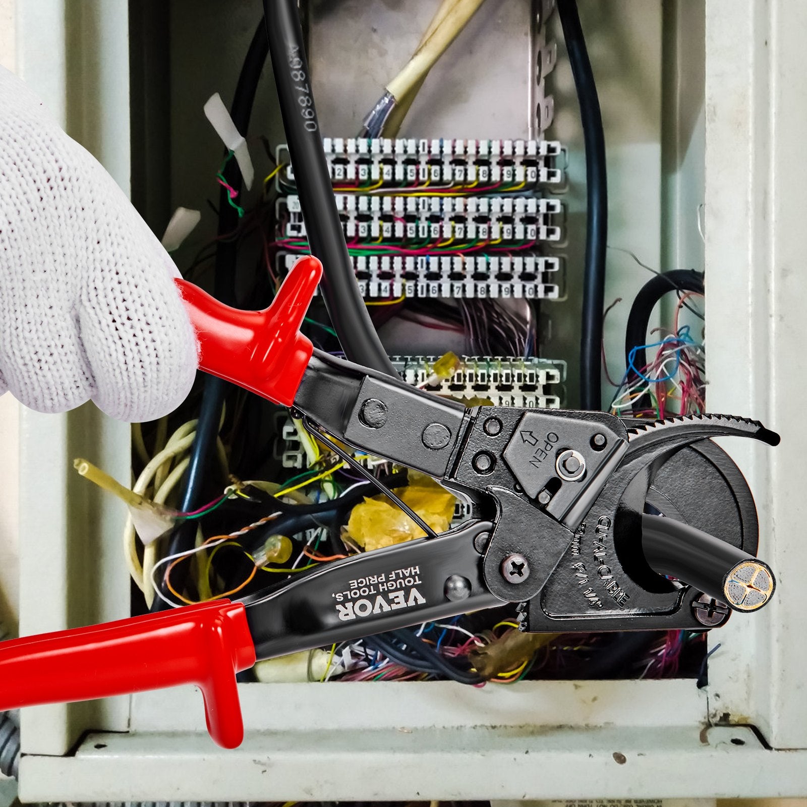 Cutters: VEVOR Ratcheting Cable Cutter, 250mm Ratchet Wire and Cable Cutter, Cut up to 240 mm², with Comfortable Grip Handles, Easy to Use Quick-Release Lever, Silicon-Manganese Spring Steel Blade