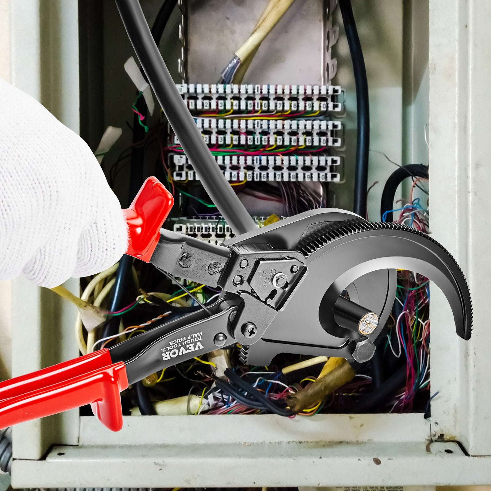 Cutters: VEVOR Ratcheting Cable Cutter, 280mm Ratchet Wire and Cable Cutter, Cut up to 400 mm², with Comfortable Grip Handles, Easy to Use Quick-Release Lever, Silicon-Manganese Spring Steel Blade