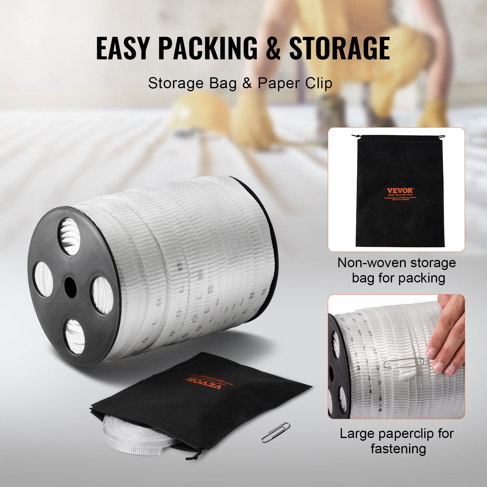 Tape & Dispensers: VEVOR Polyester Pull Tape, 1.9 cm x 80.8 m Mule Tape Flat Rope, 1134 kgf Tensile Capacity, Printed Webbing Cable Pulling Tape for Packaging, Gardening, Commercial Electrical, Conduit Work, White