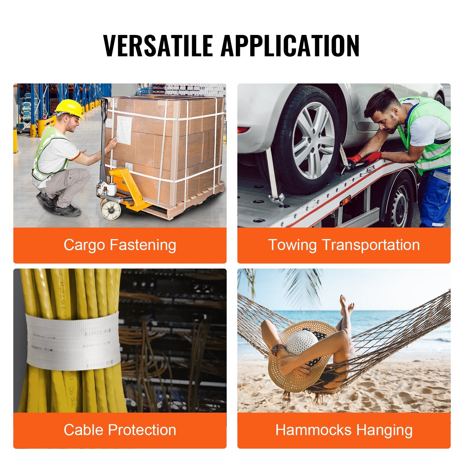 Tape & Dispensers: VEVOR Polyester Pull Tape, 1.9 cm x 80.8 m Mule Tape Flat Rope, 1134 kgf Tensile Capacity, Printed Webbing Cable Pulling Tape for Packaging, Gardening, Commercial Electrical, Conduit Work, White