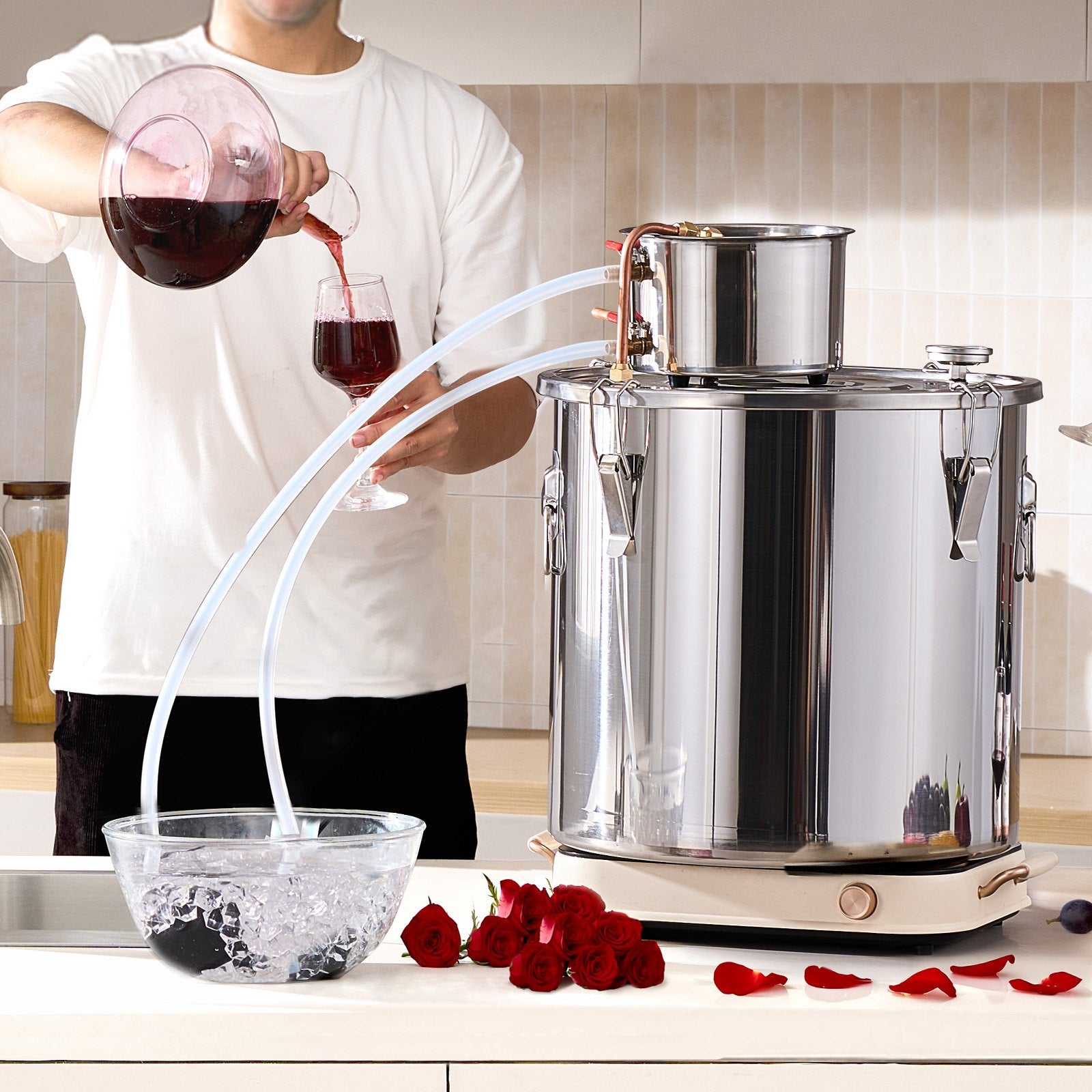 Distilling & Brewing: VEVOR Moonshine Still 13 Gal Water Alcohol Distiller Brewing Kit Stainless Steel
