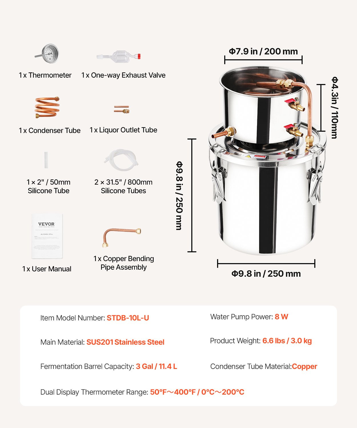 Distilling & Brewing: VEVOR Moonshine Still 3 Gal Water Alcohol Distiller Brewing Kit Stainless Steel