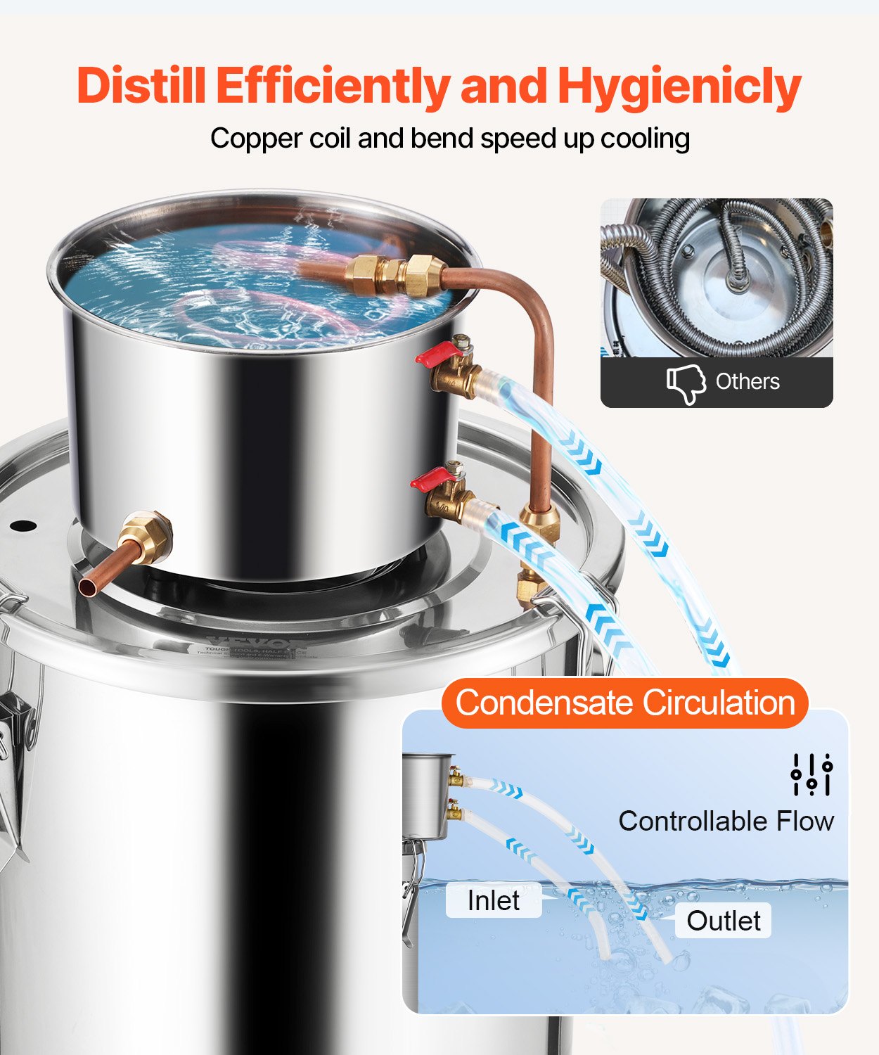 Distilling & Brewing: VEVOR Moonshine Still 5 Gal Water Alcohol Distiller Brewing Kit Stainless Steel