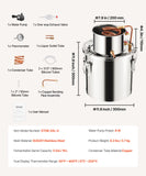 Distilling & Brewing: VEVOR Moonshine Still 5 Gal Water Alcohol Distiller Brewing Kit Stainless Steel