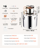 Distilling & Brewing: VEVOR Moonshine Still 8 Gal Water Alcohol Distiller Brewing Kit Stainless Steel