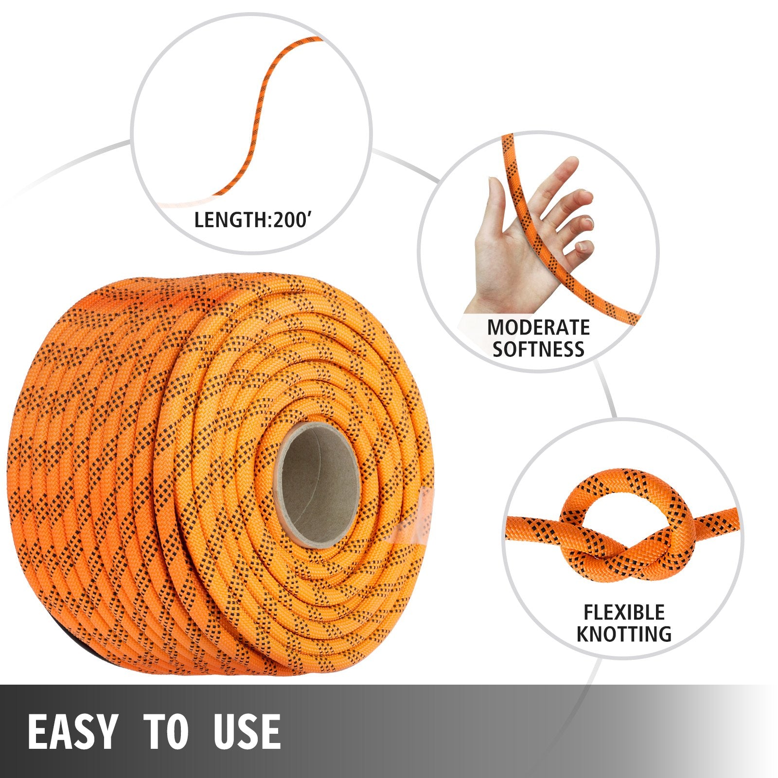 Umbrellas & Sunshades: VEVOR 1.43cm Double Braid Polyester Rope 6096cm Nylon Pulling Rope 498.95kg High Force Polyester Load Sailing Rope(1.43cm-6096cm)
