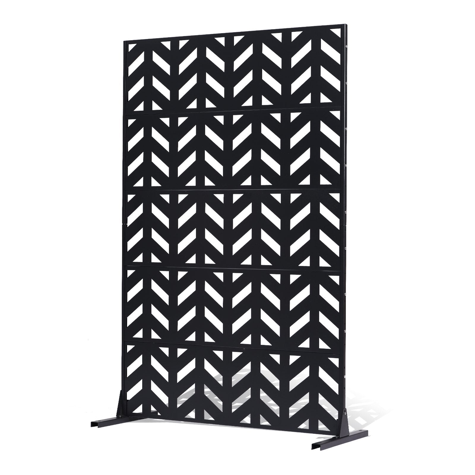 Canopies & Gazebos: VEVOR Metal Privacy Screen, 47" W x 72" H, Outdoor Privacy Screens 5-Panel, Freestanding Outdoor Divider with Stand, Decorative Garden Steel Privacy Fence for Balcony Patio Indoor Room Black