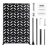 Canopies & Gazebos: VEVOR Metal Privacy Screen, 47" W x 72" H, Outdoor Privacy Screens 5-Panel, Freestanding Outdoor Divider with Stand, Decorative Garden Steel Privacy Fence for Balcony Patio Indoor Room Black