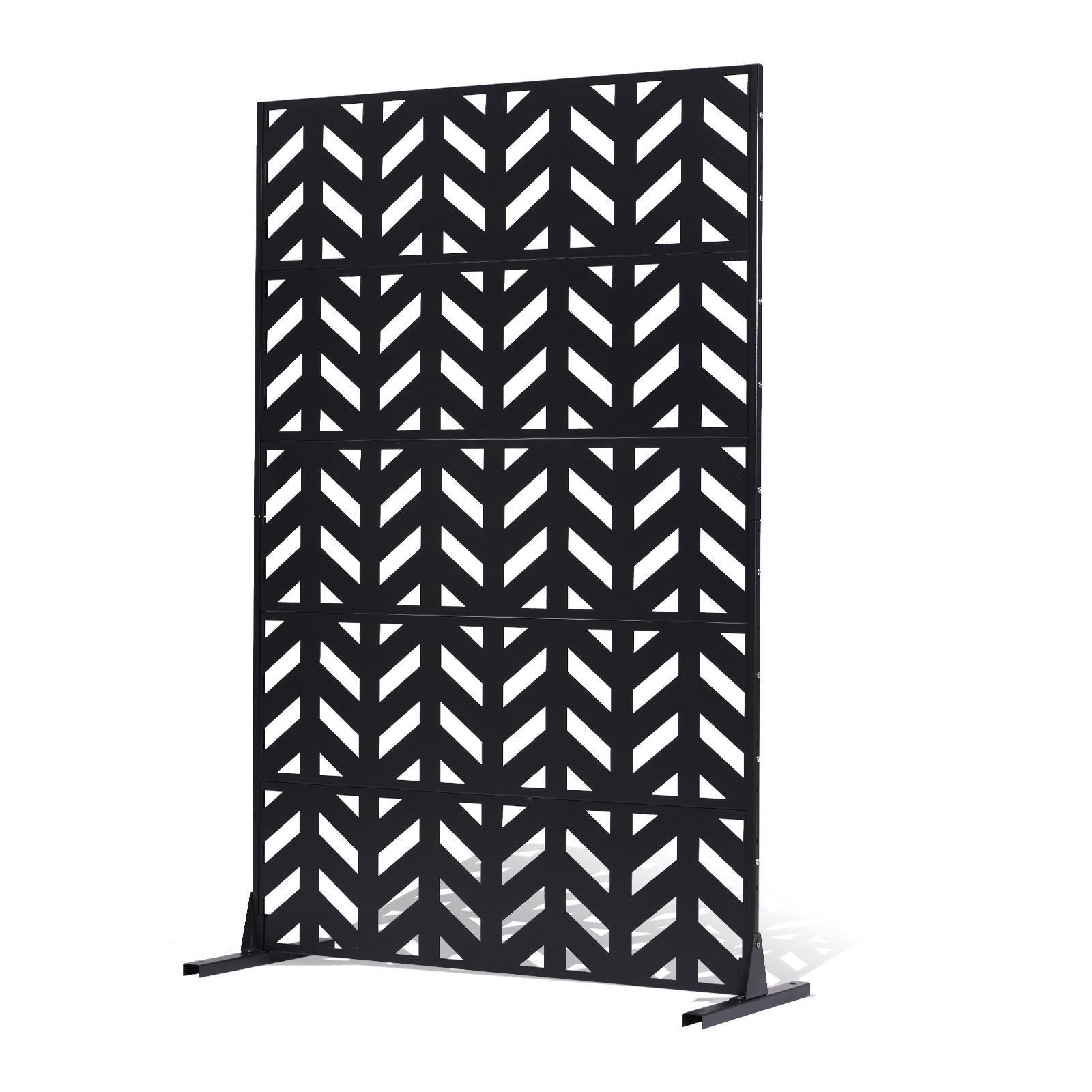 Canopies & Gazebos: VEVOR Metal Privacy Screen, 47" W x 72" H, Outdoor Privacy Screens 5-Panel, Freestanding Outdoor Divider with Stand, Decorative Garden Steel Privacy Fence for Balcony Patio Indoor Room Black