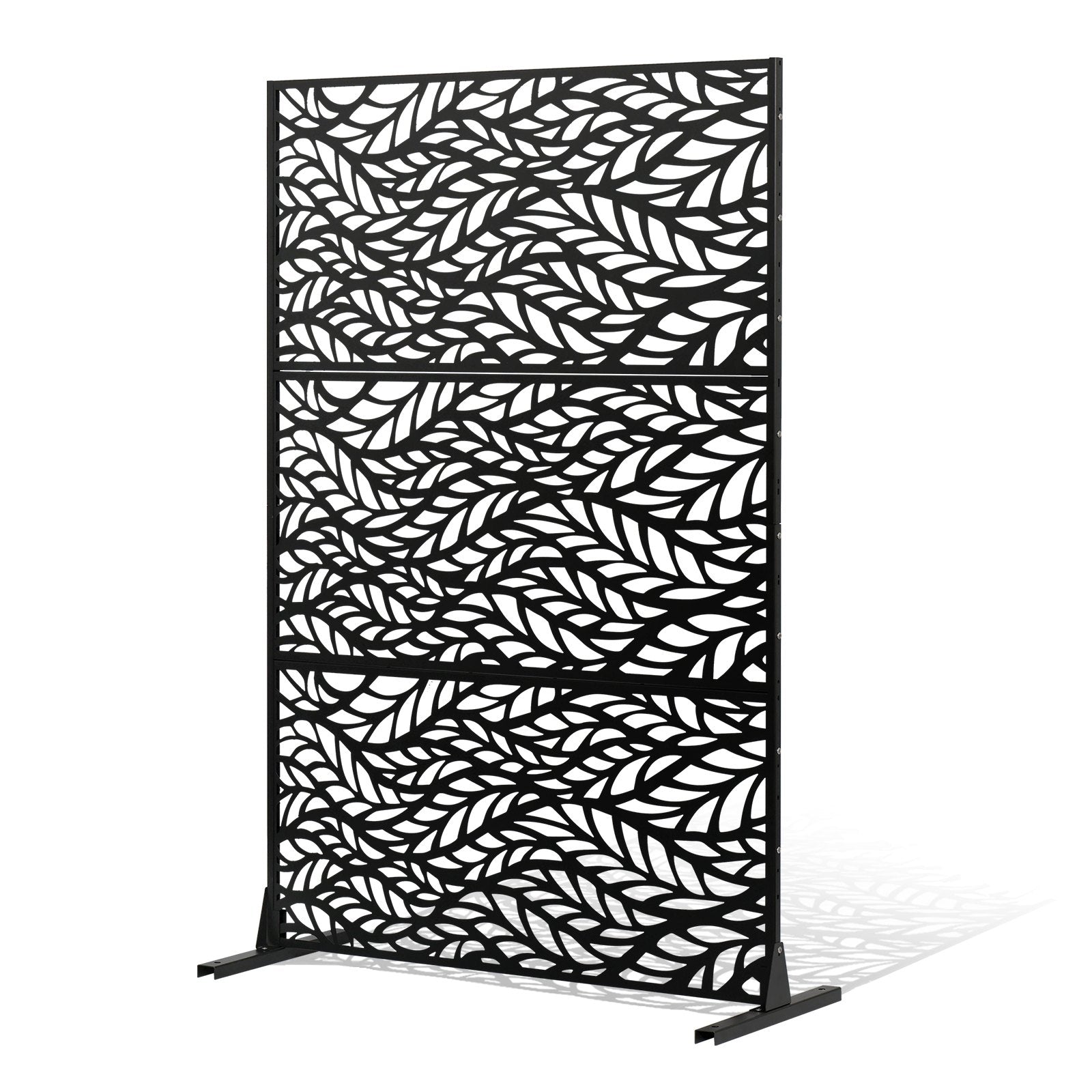 Canopies & Gazebos: VEVOR Metal Privacy Screen, 47" W x 72" H, Outdoor Privacy Screens & Panels, Freestanding Outdoor Divider with Stand, 3-Panel Decorative Garden Steel Privacy Fence for Balcony Patio Indoor Room Black