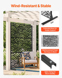 Canopies & Gazebos: VEVOR Metal Privacy Screen, 47" W x 72" H, Outdoor Privacy Screens & Panels, Freestanding Outdoor Divider with Stand, 3-Panel Decorative Garden Steel Privacy Fence for Balcony Patio Indoor Room Black