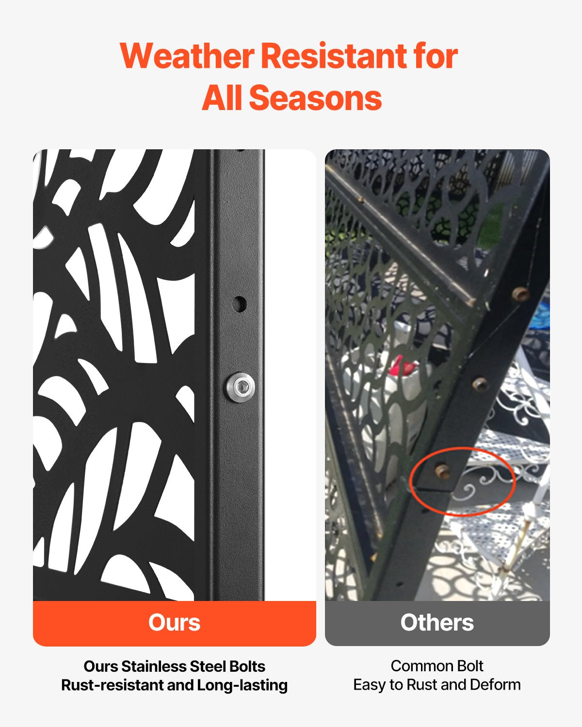 Canopies & Gazebos: VEVOR Metal Privacy Screen, 47" W x 72" H, Outdoor Privacy Screens & Panels, Freestanding Outdoor Divider with Stand, 3-Panel Decorative Garden Steel Privacy Fence for Balcony Patio Indoor Room Black