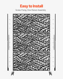 Canopies & Gazebos: VEVOR Metal Privacy Screen, 47" W x 72" H, Outdoor Privacy Screens & Panels, Freestanding Outdoor Divider with Stand, 3-Panel Decorative Garden Steel Privacy Fence for Balcony Patio Indoor Room Black