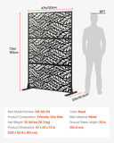 Canopies & Gazebos: VEVOR Metal Privacy Screen, 47" W x 72" H, Outdoor Privacy Screens & Panels, Freestanding Outdoor Divider with Stand, 3-Panel Decorative Garden Steel Privacy Fence for Balcony Patio Indoor Room Black