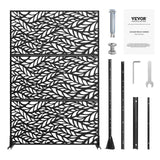 Canopies & Gazebos: VEVOR Metal Privacy Screen, 47" W x 72" H, Outdoor Privacy Screens & Panels, Freestanding Outdoor Divider with Stand, 3-Panel Decorative Garden Steel Privacy Fence for Balcony Patio Indoor Room Black