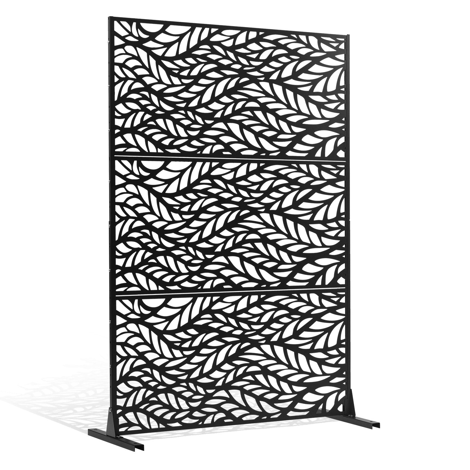 Canopies & Gazebos: VEVOR Metal Privacy Screen, 47" W x 72" H, Outdoor Privacy Screens & Panels, Freestanding Outdoor Divider with Stand, 3-Panel Decorative Garden Steel Privacy Fence for Balcony Patio Indoor Room Black