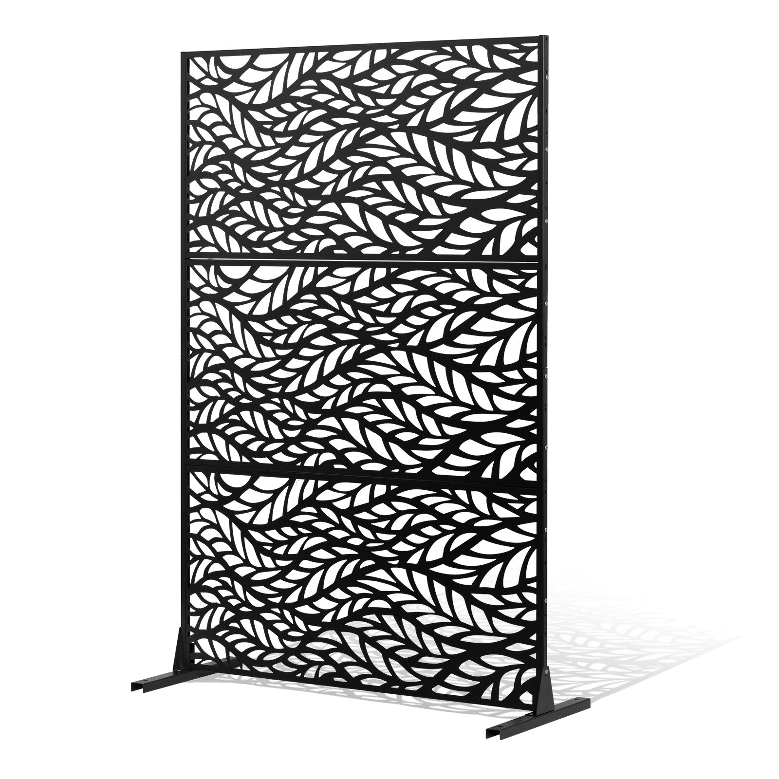 Canopies & Gazebos: VEVOR Metal Privacy Screen, 47" W x 72" H, Outdoor Privacy Screens & Panels, Freestanding Outdoor Divider with Stand, 3-Panel Decorative Garden Steel Privacy Fence for Balcony Patio Indoor Room Black